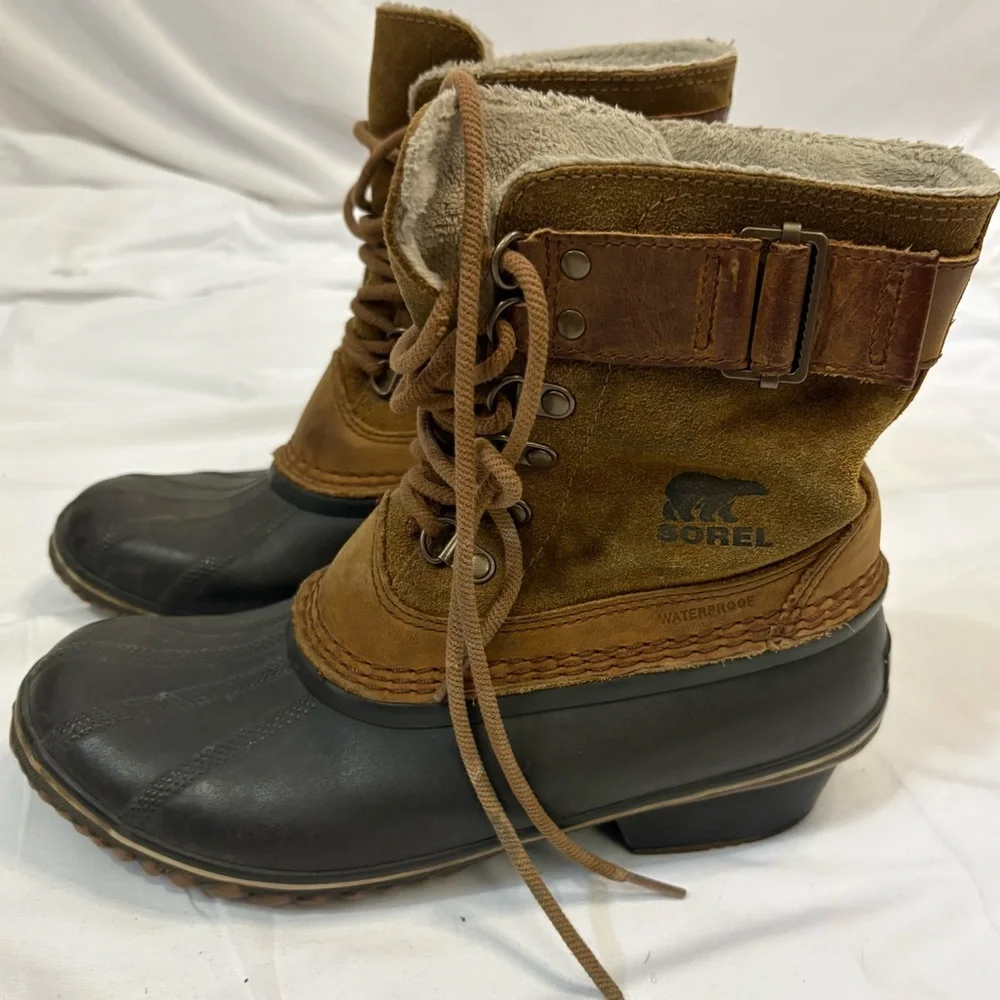 Sorel Winter Fancy Lace II Women’s 8.5 Boots Mid-calf Cold Weather Oiled Suede - Picture 4 of 10